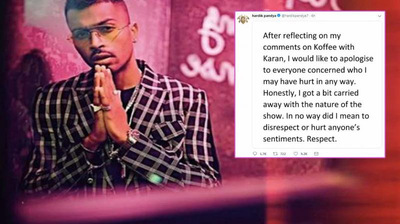 Hardik Pandya apologises