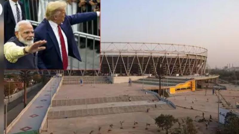 Gate of motera stadium collapsed before donald trump visit of ahmadabad Gate of motera stadium collapsed before donald trump visit of ahmadabad