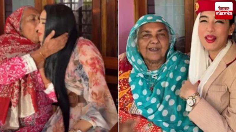 Flight attendant who arrived in Kerala from Dubai gave a surprise to grandmother Flight attendant who arrived in Kerala from Dubai gave a surprise to grandmother