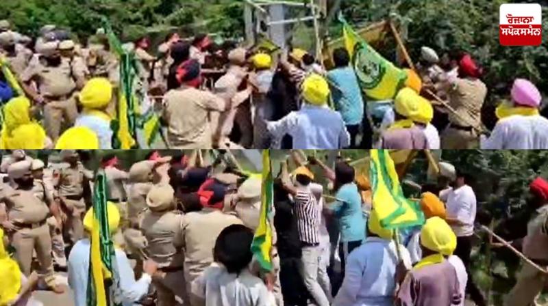 Jammu-Katra road: Farmers and police face to face in Malerkotla Jammu-Katra road: Farmers and police face to face in Malerkotla