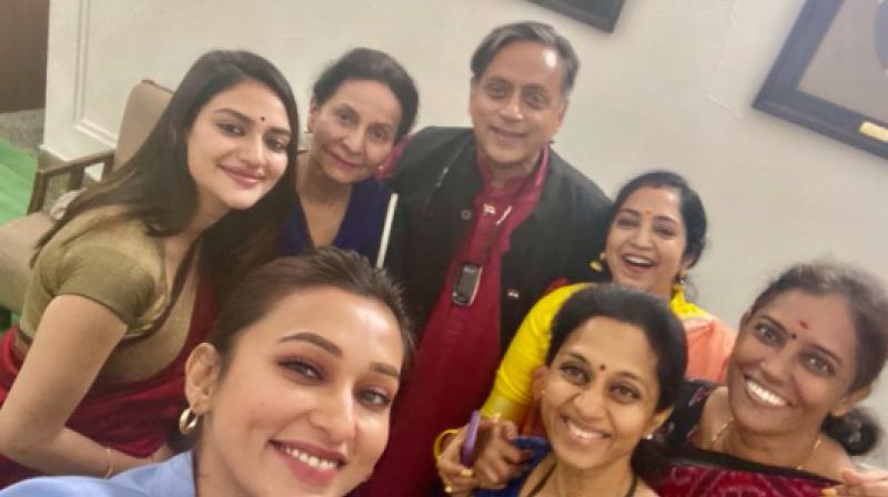 Controversy after Tharoor posted selfies with six women MPs
