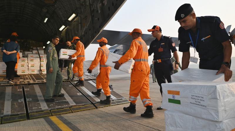 India sent relief material to Gaza India sent relief material to Gaza