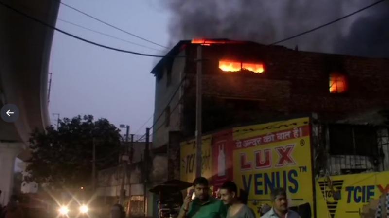 Fire breaks out at a factory in Pratap Nagar area Fire breaks out at a factory in Pratap Nagar area