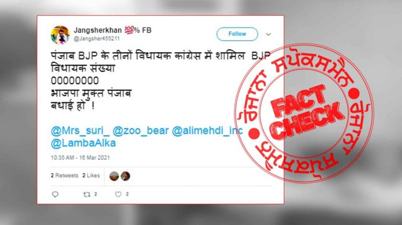 Viral claim that BJP MLAs in Punjab joined Congress is false Viral claim that BJP MLAs in Punjab joined Congress is false