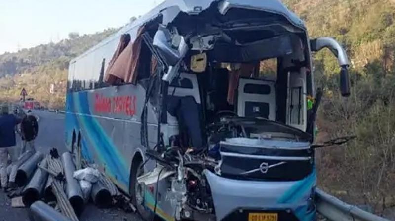 Volvo Bus and Canter collide in Himachal Pradesh
