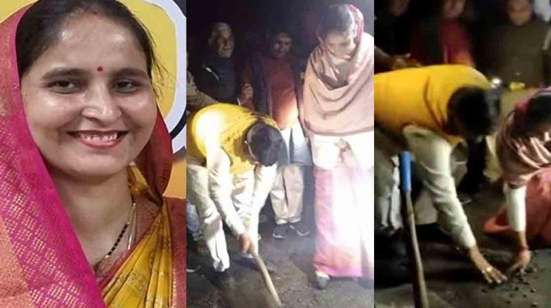 BJP MLA Smashes Coconut on UP Road for Its Inauguration, Breaks Road BJP MLA Smashes Coconut on UP Road for Its Inauguration, Breaks Road