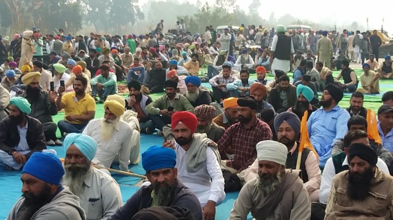 Thousands of farmers have been sitting on the road and rail track Thousands of farmers have been sitting on the road and rail track
