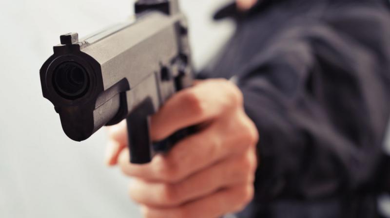 The robbers robbed a car at gunpoint The robbers robbed a car at gunpoint