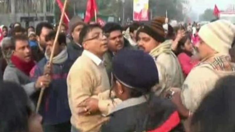 Central workers organizations start 2 day strike Central workers organizations start 2 day strike