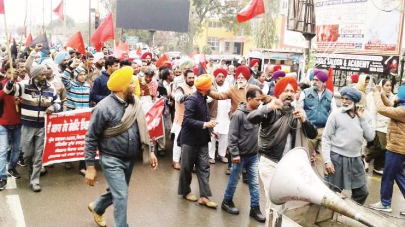 Employees protest