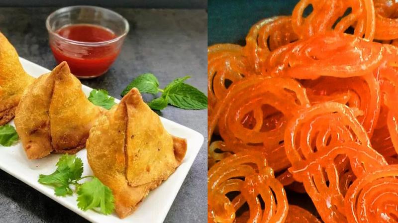 Samosa and jalebi Samosa and jalebi