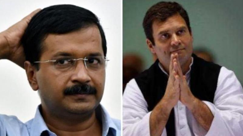 Arvind Kejriwal with Rahul Gandhi