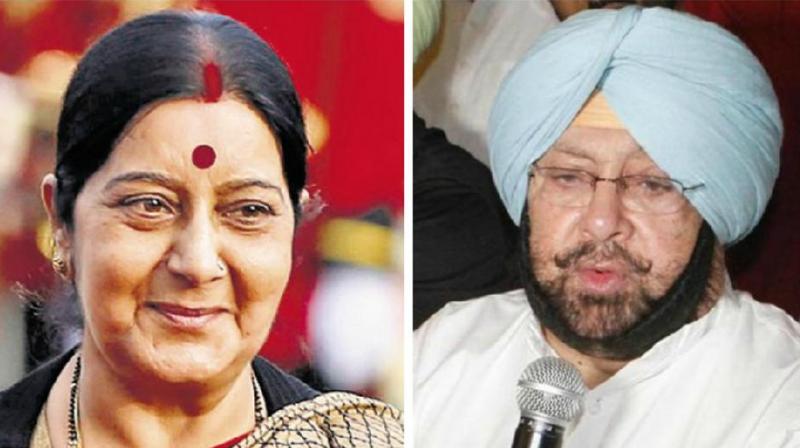 Sushma Swaraj and Captain Amrinder Singh Sushma Swaraj and Captain Amrinder Singh