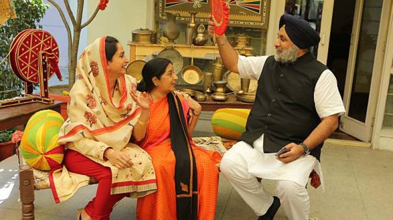 Harsimrat Badal with Sushma Swaraj 