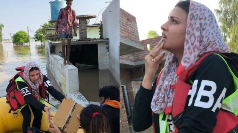 Himanshi khurana worked with khalsa aid to provide relief to people suffering from floods Himanshi khurana worked with khalsa aid to provide relief to people suffering from floods