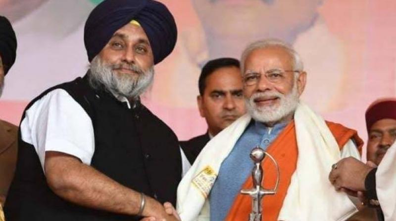 Sukhbir Badal with Pm Modi