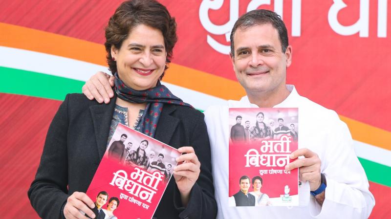 UP:Congress to give jobs to 8 lakh women, Priyanka Gandhi releases 'Youth Manifesto'