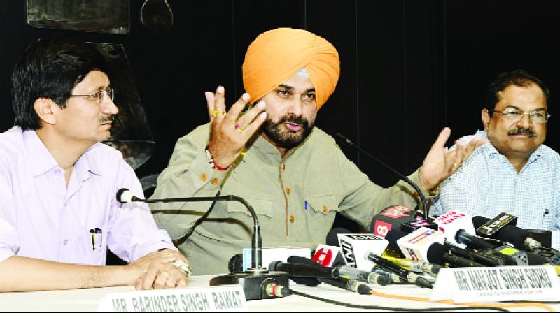 During the press conference Navjot Singh Sidhu During the press conference Navjot Singh Sidhu