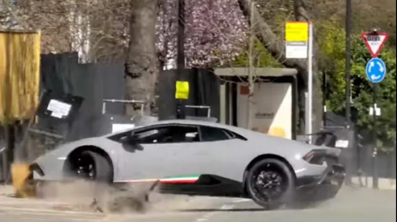 Lamborghini huracan performante sports car stunt goes wrong viral video