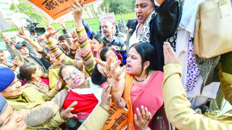 Performing demonstration of Hindu community Performing demonstration of Hindu community