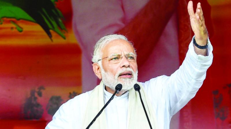 PM Narendra Modi while addressing the Rally