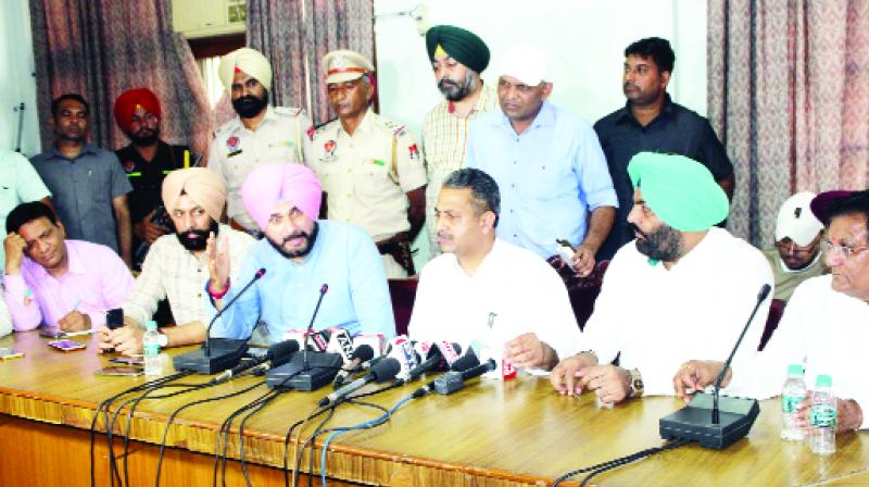 Vijay Inder Singla while addressing the Press Conference