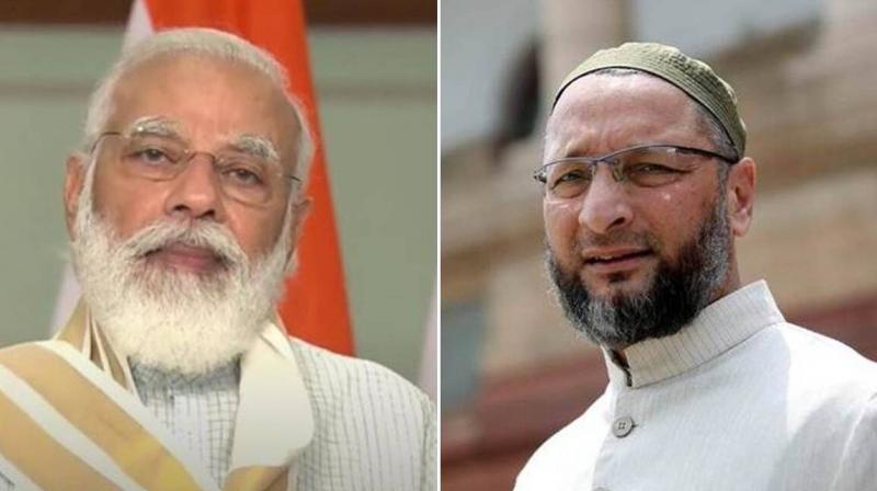 PM Narendra Modi and AIMIM president Asaduddin Owaisi