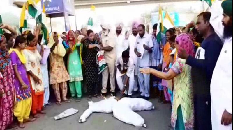 Punjab mid-day meal workers protest in moga Punjab mid-day meal workers protest in moga