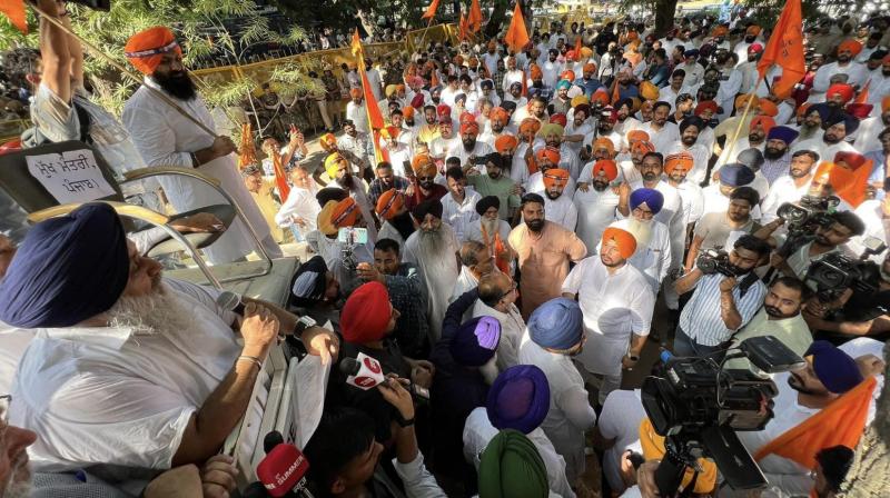 Akali Dal demonstration in Chandigarh Akali Dal demonstration in Chandigarh