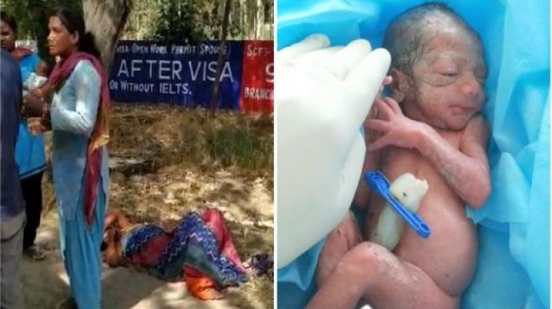 Woman delivered baby roadside