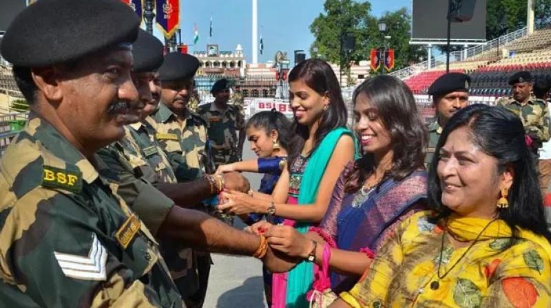 Wagah border BSF jawans Raksha Bandhan Wagah border BSF jawans Raksha Bandhan