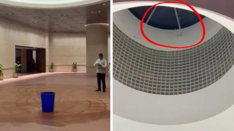Rainwater leakage in Parliament building News in punjabi Rainwater leakage in Parliament building News in punjabi