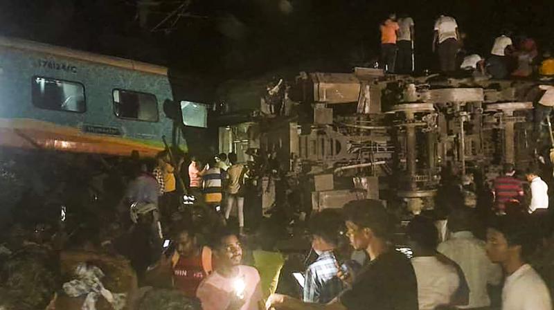 Balasore: Rescue operation being conducted after four coaches of the Coromandel Express derailed after a head-on collision with a goods train in which at least 47 injured and several passengers are feared dead, in Balasore district, Friday evening, June 2, 2023, (PTI Photo)