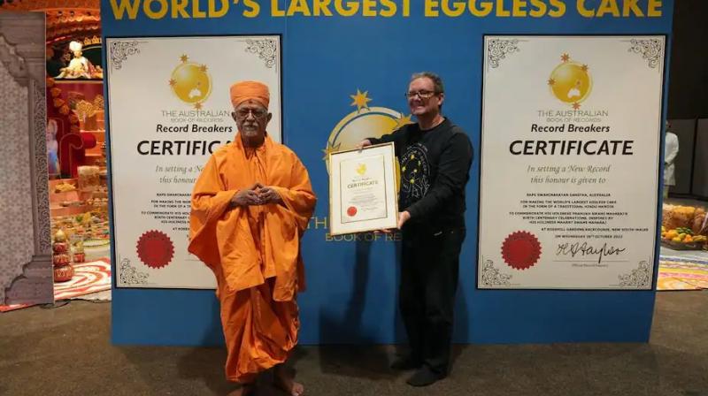 The world's largest eggless cake made in a temple in Sydney