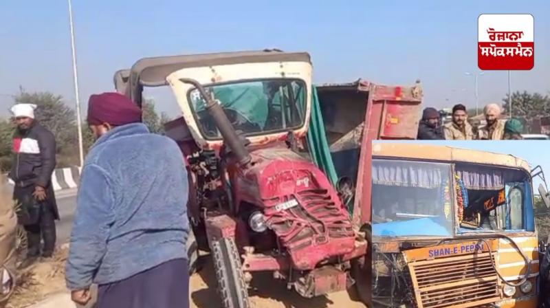 Accident between PRTC bus and tractor trolley in Bathinda
