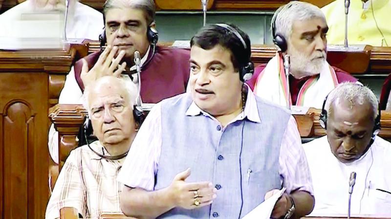 Nitin Gadkari while addressing the Lok Sabha Nitin Gadkari while addressing the Lok Sabha