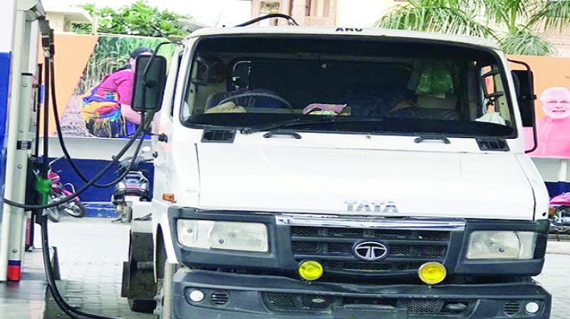 Diesel filling tanker from Petrol pump Diesel filling tanker from Petrol pump