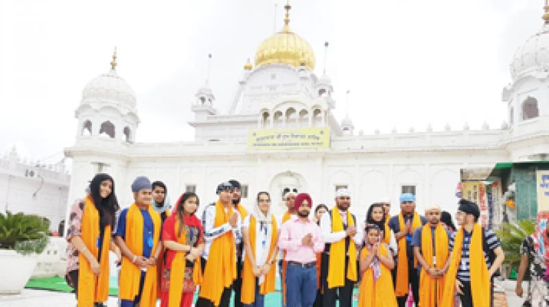 Young people from England during visiting historic places