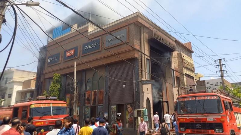 Fire At Ludhiana Showroom Fire At Ludhiana Showroom