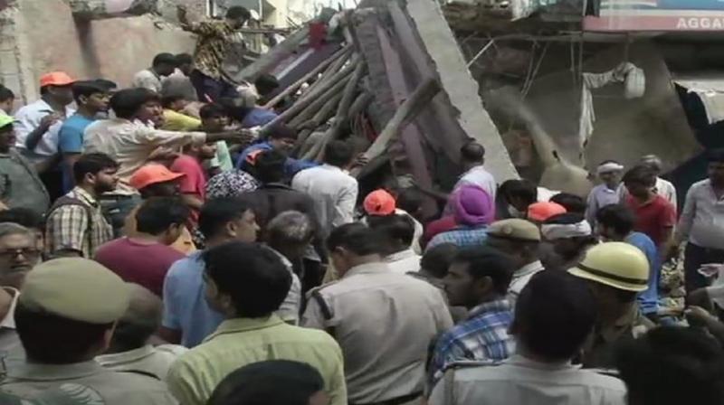 Building collapses in Delhi