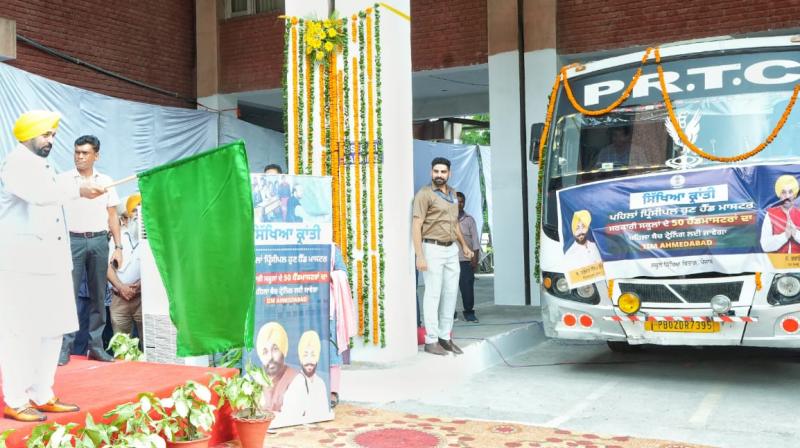 CM Mann flagged off a batch of headmasters from Ahmedabad for special training.