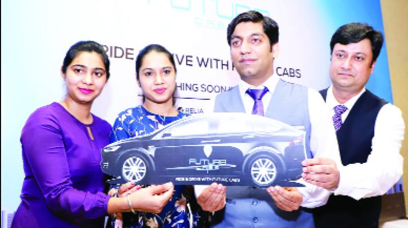The company's representative represents the Women taxi model The company's representative represents the Women taxi model