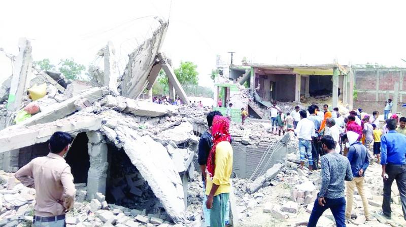House destroyed due to explosion House destroyed due to explosion