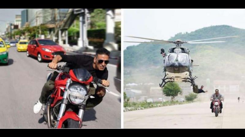 Akshay helicopter stunt in Bangkok