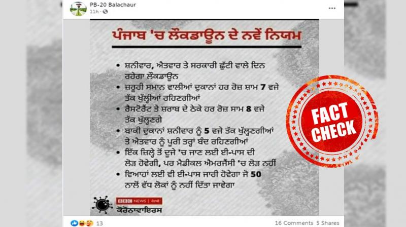 Fact check: Old BBC graphic on lockdown rules in Punjab goes viral