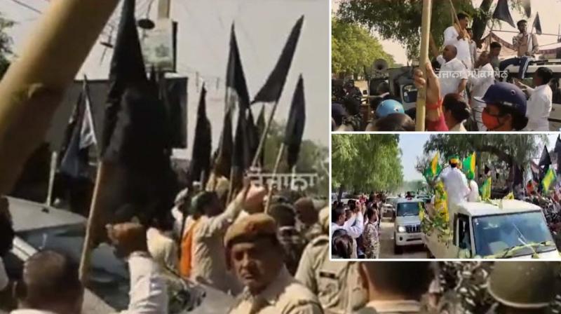 Farmers Show black flags to haryana deputy cm