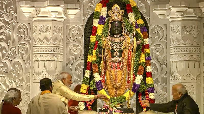 PM Narendra Modi unveils the Ram Lalla idol at the Shri Ram Janmaboomi Temple in Ayodhya PM Narendra Modi unveils the Ram Lalla idol at the Shri Ram Janmaboomi Temple in Ayodhya