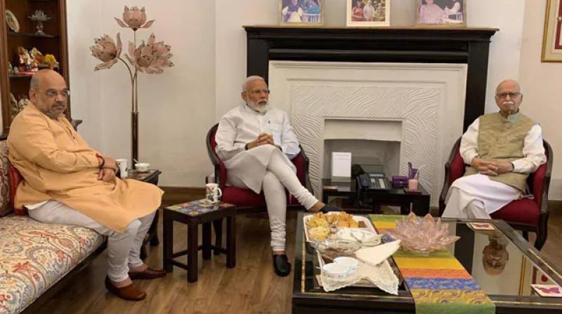 PM Modi and Amit Shah meets senior BJP leader LK Advani