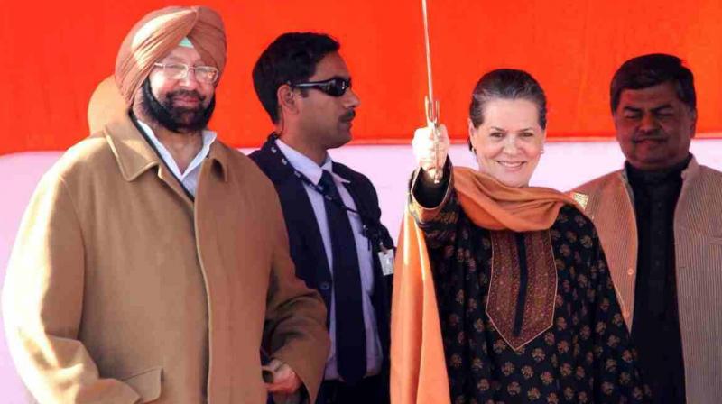 Captain Amarinder Singh and Sonia Gandhi 