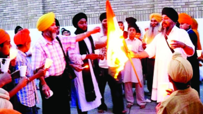 On Republic Day Sikh organizations performed front of Indian Embassy United States